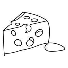 Delicious Cheese Wedge Line Art Vector Silhouette Illustration Download