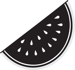 A flat vector illustration of a single slice of watermelon .. watermelon vector silhouette design summer fruit 