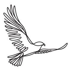 Majestic Eagle Silhouette Soaring with Open Wings Line Art Design