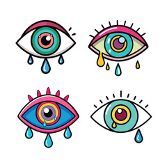 crying eye doodle icon color vector.eps