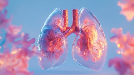 Abstract Lungs with red human bronchial tree structure. Lungs anatomy,left and right bronchus, bronchioles,Medicine cure tuberculosis, pneumonia, asthma. Abstract health care medical concept.