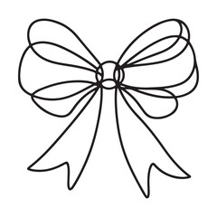 Elegant Ribbon Bow Line Art Illustration for Gift Decoration Ideas