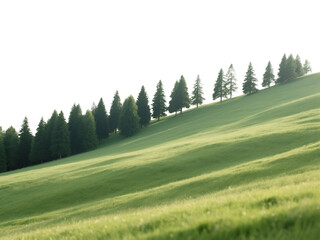 Fototapeta premium Rolling Green Hill with Evergreen Trees