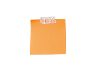 Blank Orange Sticky Note with Tape on Black Background