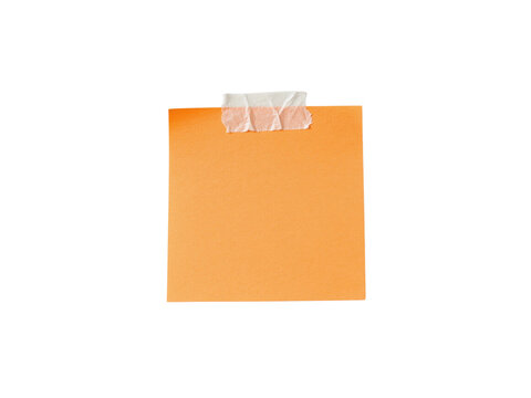 Blank Orange Sticky Note with Tape on Black Background