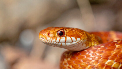 Obraz premium Close up of a dangerous red rattlesnake head with scales in wild nature