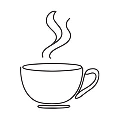 Hot Cup of Coffee Line Art Vector Illustration Design