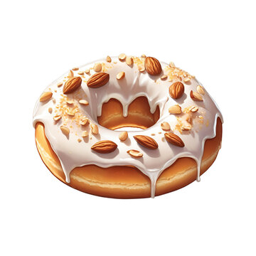 glazed donut with almonds on white background clip art preview