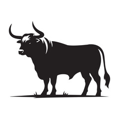 Cattle Silhouette Vector Illustration White Background