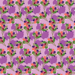 Stylized flowers hand drawn color vector seamless pattern. Wild life, nature, blooming flowers, botanic.