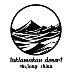 Circle Icon Taklamakan Desert.Vector illustration
