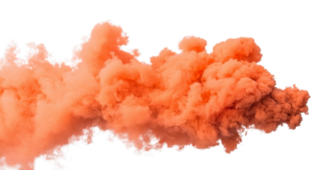 Png of A dramatic burst of vibrant orange smoke, creating an energetic and dynamic atmosphere in mid-air.