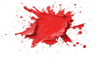 Png of A vibrant splash of bright red paint, creating dynamic motion and energy on a contrasting dark background.