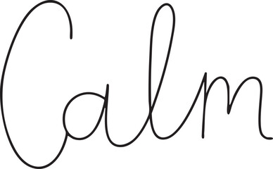 Obraz premium Elegant cursive word 'Calm' written on a white background.
