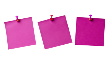 Bright pink sticky notes are pinned to board, creating vibrant and organized display that inspires creativity and productivity