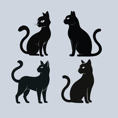 silhouette of a free vectors cat vectors cat sikh on white background.eps