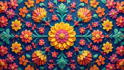 Obraz premium Intricate floral design forming a continuous pattern , fabric, tileable, ornate