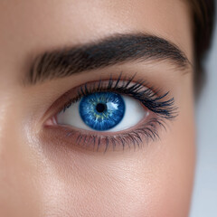 Fototapeta premium A woman with long eyelashes and blue eyes
