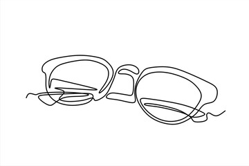 One continuous line illustration of glasses, isolated on white background. Editable stroke.
