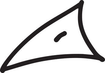 A stylized black triangle with a central dark oval.