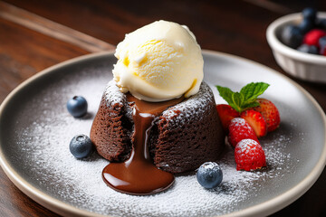 Decadent Chocolate Lava Cake with Ice Cream