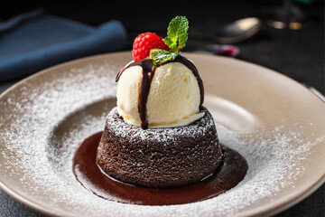 Decadent Chocolate Lava Cake with Ice Cream