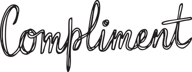A handwritten word 'Compliment' is displayed on a white background.