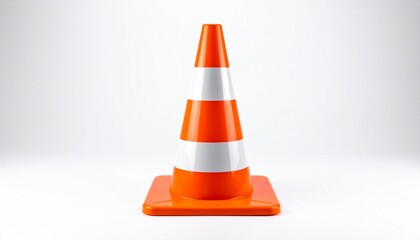 orange traffic cone on white background