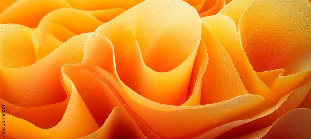 Canvas Prints abstract warm yellow, golden orange layered paper folds forming dynamic waves on gradient background