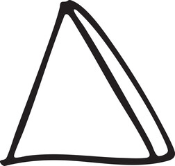 A simple black triangle stands against a white background.