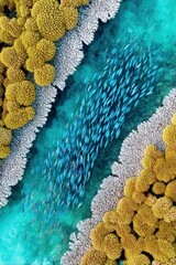 Vibrant Fish School Navigating Coral Reef - World Fish Migration Day