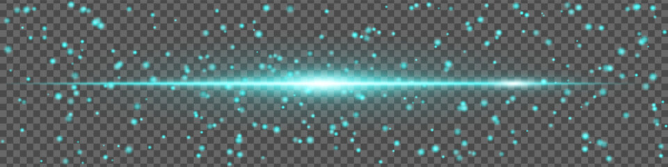 Blue glowing light streak with spark particles on transparent background. Dynamic sci-fi effect for UI design and visual projects.