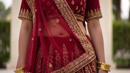 Crimson Lehengas Glimmer Indian attire elegance - Powered by Adobe