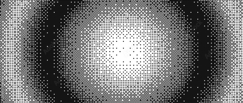Aufkleber Pixelated bitmap gradient texture. Retro pixel art, black dither pattern, 8 bit vector background