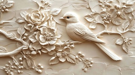 Vibrant 3D Sparrow Wallpaper for Digital Printing