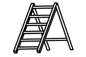 folding ladder  silhouette vector illustration white background