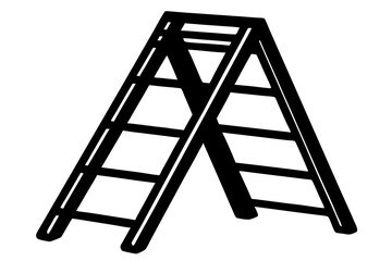 folding ladder  silhouette vector illustration white background