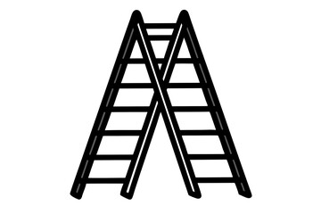 folding ladder  silhouette vector illustration white background