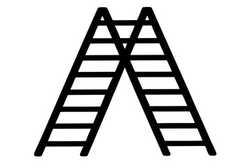 folding ladder  silhouette vector illustration white background