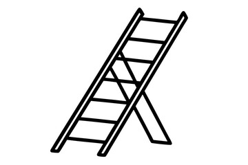 folding ladder  silhouette vector illustration white background