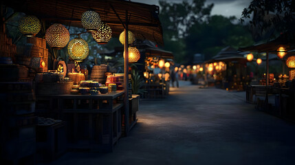 Evening Night Market Scene With Warm Lighting