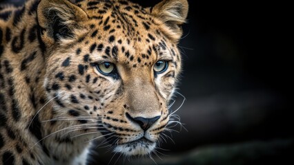 Obraz premium Portrait of a Leopard with Focused Gaze and Distinctive Spots, Capturing Wild Beauty