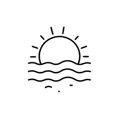 Fototapeta premium Sunrise over ocean waves in minimalist style