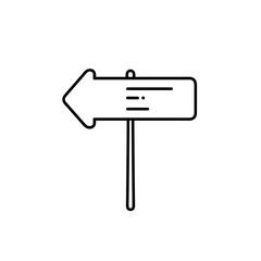 Directional sign pointing left against a plain background