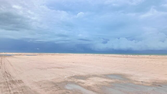 Buggy tour on the Avenida Beira Mar beach road at Jericoacoara in Brazil. Dunes of Ceara