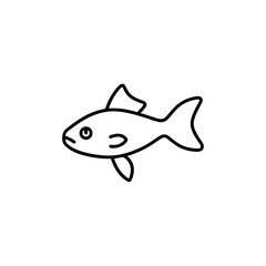 Line art illustration of a fish swimming