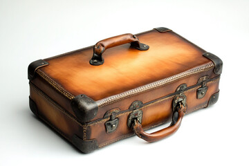 Vintage Leather Suitcase Travel Nostalgia Old Fashioned Brown Baggage,