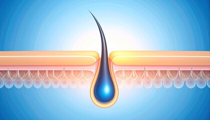 Hair Follicle - Macro or Illustration of Hair - Hair Care with Minerals or Vitamin - Supportive Image for Shampoo, Serum and Conditioners - Treatment against Scalp Irritation, Baldness and Hair Loss