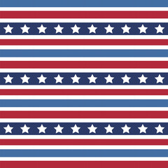 Fototapeta premium Patriotic Stars and Stripes Seamless Pattern. 4th of July, USA Independence day, Americana Backdrop. Vector Template For Fabric, Textile, Wallpaper, Wrapping Paper