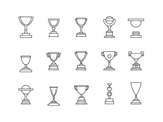 business trophy award line art for success and achievement